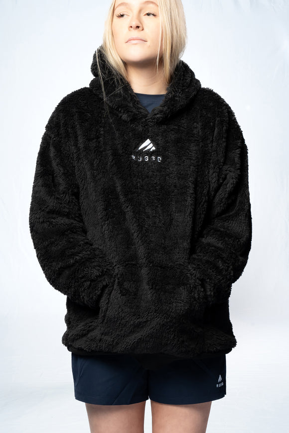 Soft Black Decompress Hoodie for women, ideal for comfort and relaxation. Ruggd
