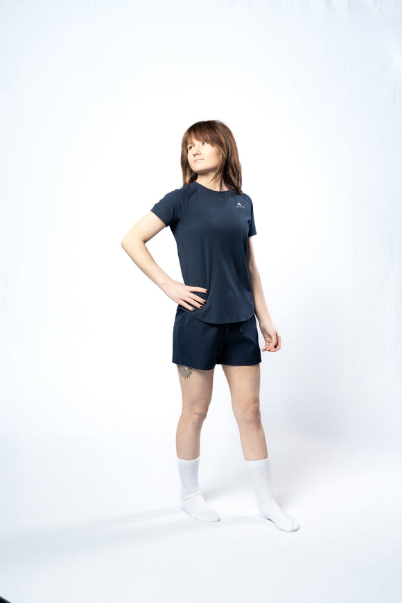 Essential Tee - Navy for women, perfect for everyday wear, workouts, and layering. Ruggd