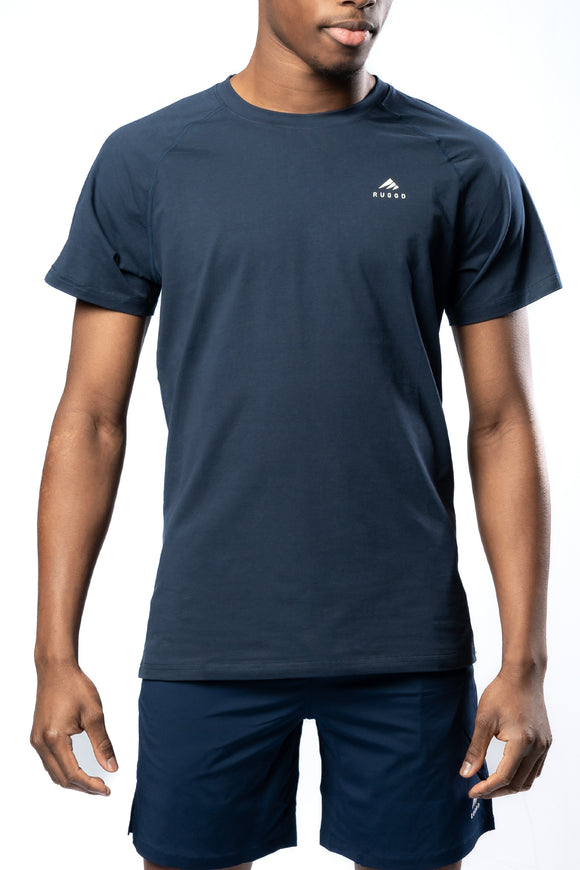 Men's Essential Tee - Navy, ideal for casual and active wear. Ruggd