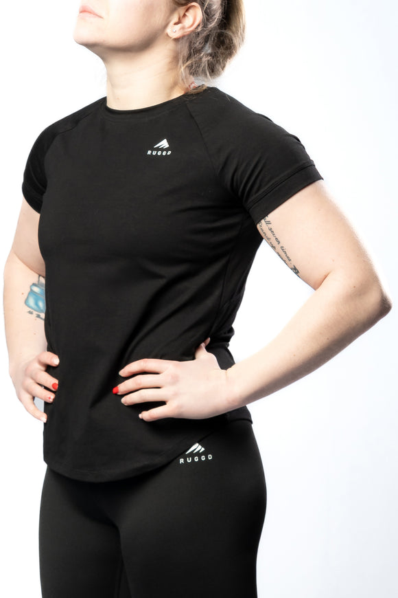 Classic Essential Tee - Black for versatile styling, ideal for casual and active wear. Ruggd