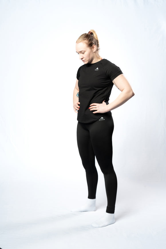 Essential Tee - Black for women, perfect for everyday wear, workouts, and layering. Ruggd.